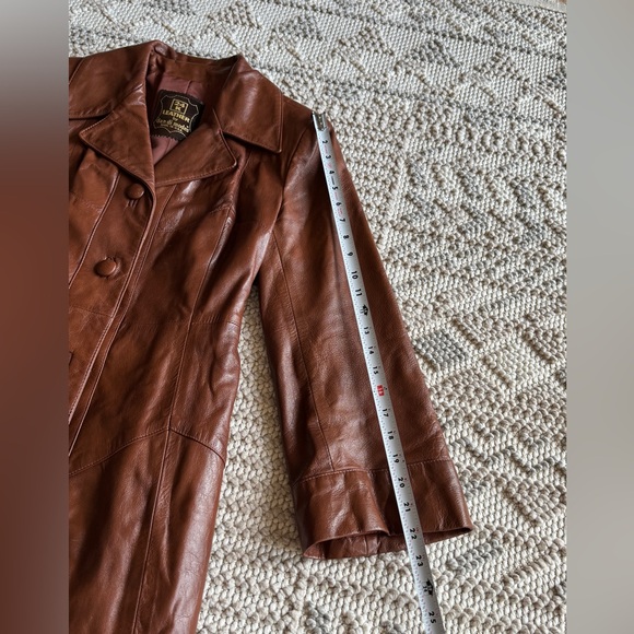 Vintage Rare 24K By Dan Di Modes Brown Leather Belted Trench Coat Fall - Picture 10 of 16